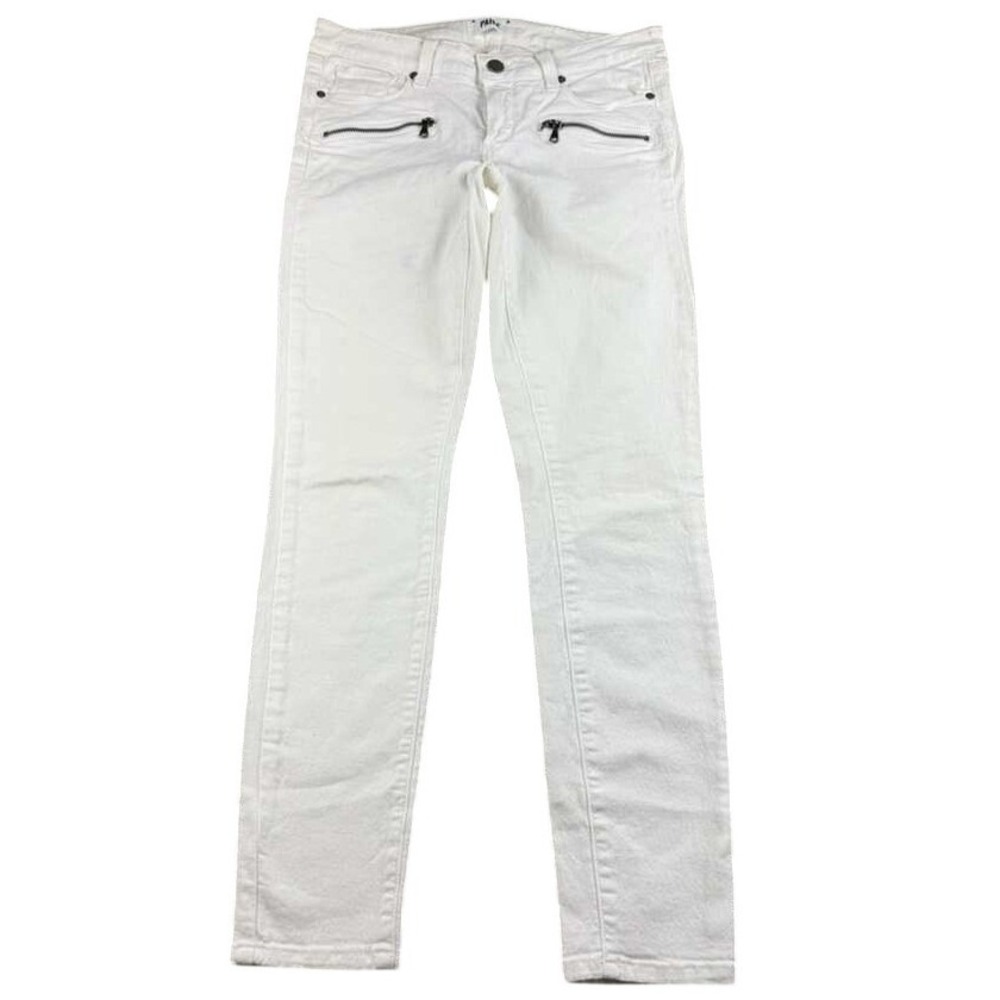 PAIGE Indio Zip Jeans Women 29 Optic White High-Rise‎ Ultra Skinny Fit Stretch